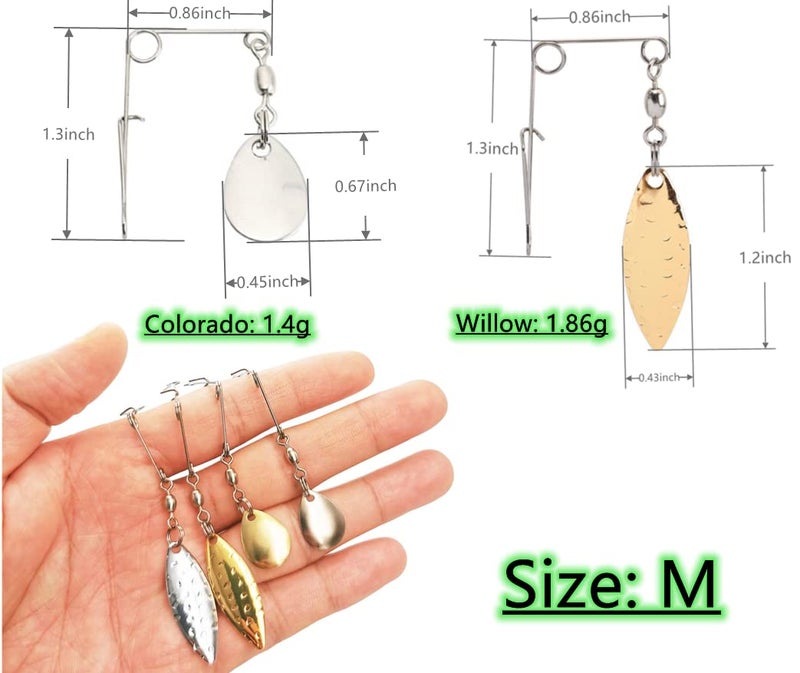 Mimilure Fishing Spinner Blades for Crappie Spinnerbait - Crappie Fishing Spinner Spin for Jig Lure (11PCS Silver Colorado Spinners) - Image 2